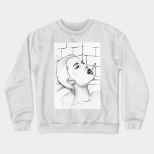 girl smokes a cigarette Crewneck Sweatshirt